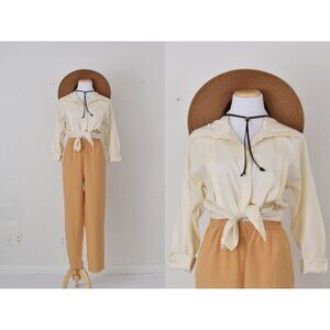 Vintage 80s Don Caster‎ Sport Beige Blouse | size 6